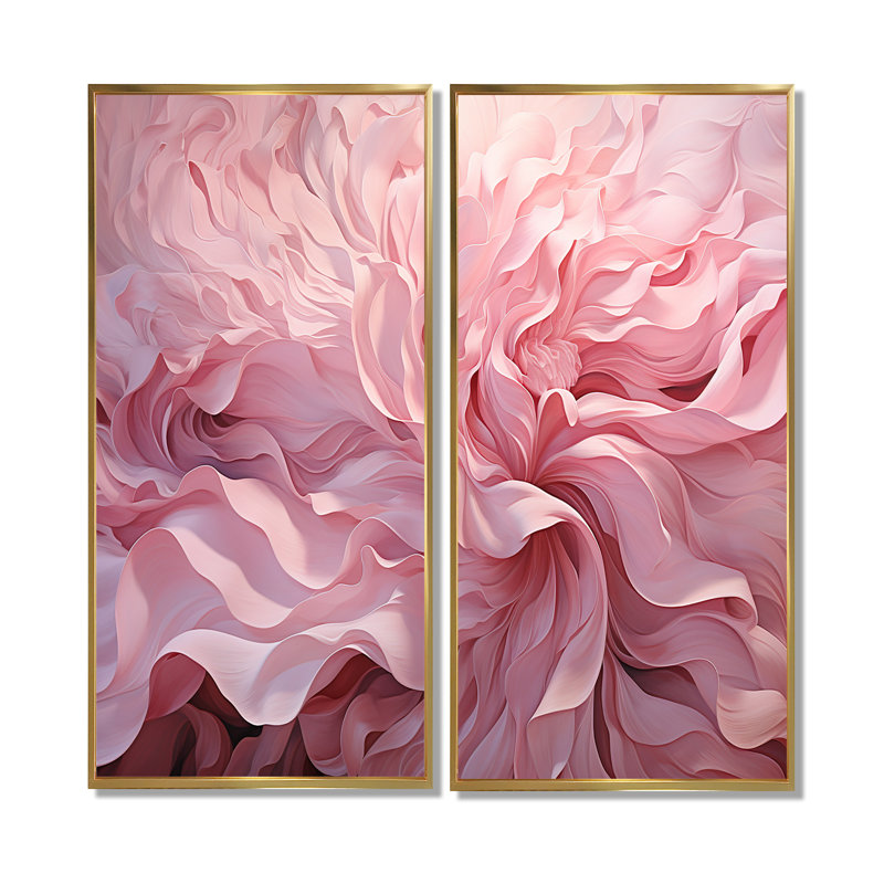 «Rose Tender Twirl Spiral», art mural sur toile rose, Impression encadrée flottante sans passe-partout, H 40 po x l 40 po