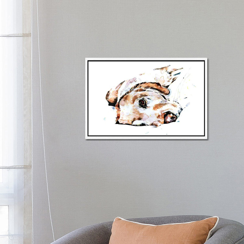 Labrador Relaxation - Painting on Canvas, White Framed, 66.04 cm H x 45.72 cm W