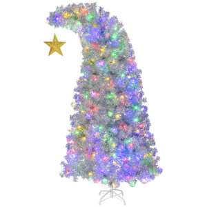 6 Ft. Pre-Lit Bent Top Artificial Christmas Tree With 300 LED Lights And Golden Star