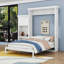 Grand lit escamotable en bois avec tablettes et lattes-349854147