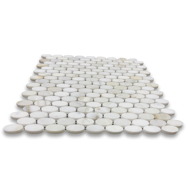 Carreau de mosaïque en marbre 12 po x 12 po Calacatta, Gris clair