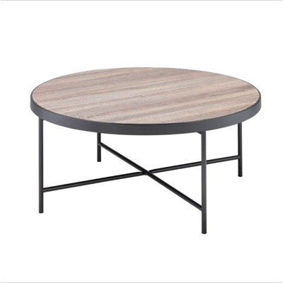 Industrial Style Round Coffee Table 1Pc Metal Finish Living Room Furniture