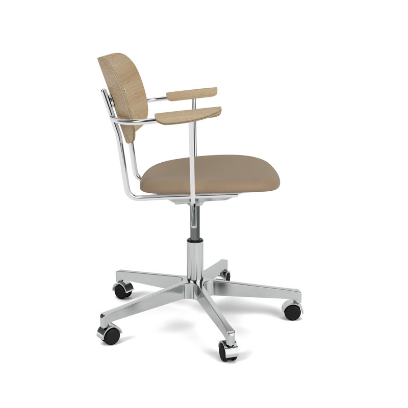 Co Swivel Task Chair, Natural Oak/Silver, Stone