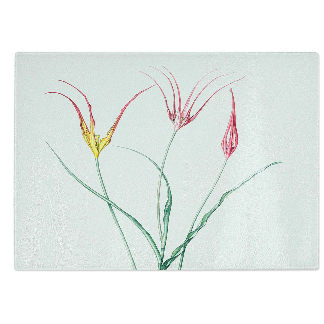 Glass Horned Tulip Flowers by Pierre-Joseph Redoute Chopping Board