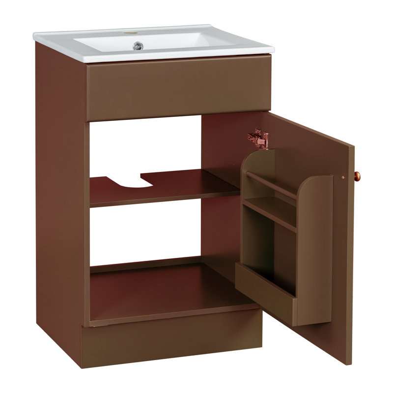 Ensemble de meuble-lavabo simple 20 po, Brun