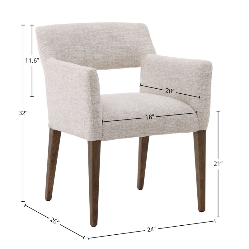 Booker Oak Wood Upholstered Dining Chair, Cream