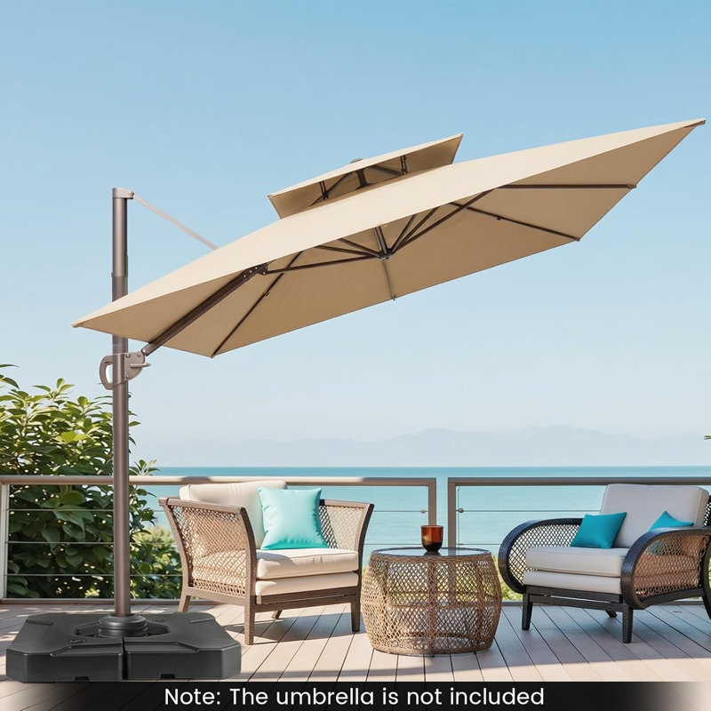 cantilever offset patio market umbrella base stand PURPLE LEAF 15x9ft Double-Sided Rectangular Outdoor with Base, Light Grey degree rotation for convenient use Triangular structure for wind resistant Vented top design allows air flow and heat venting Convenient hand Pellebant 9 x 5 ft