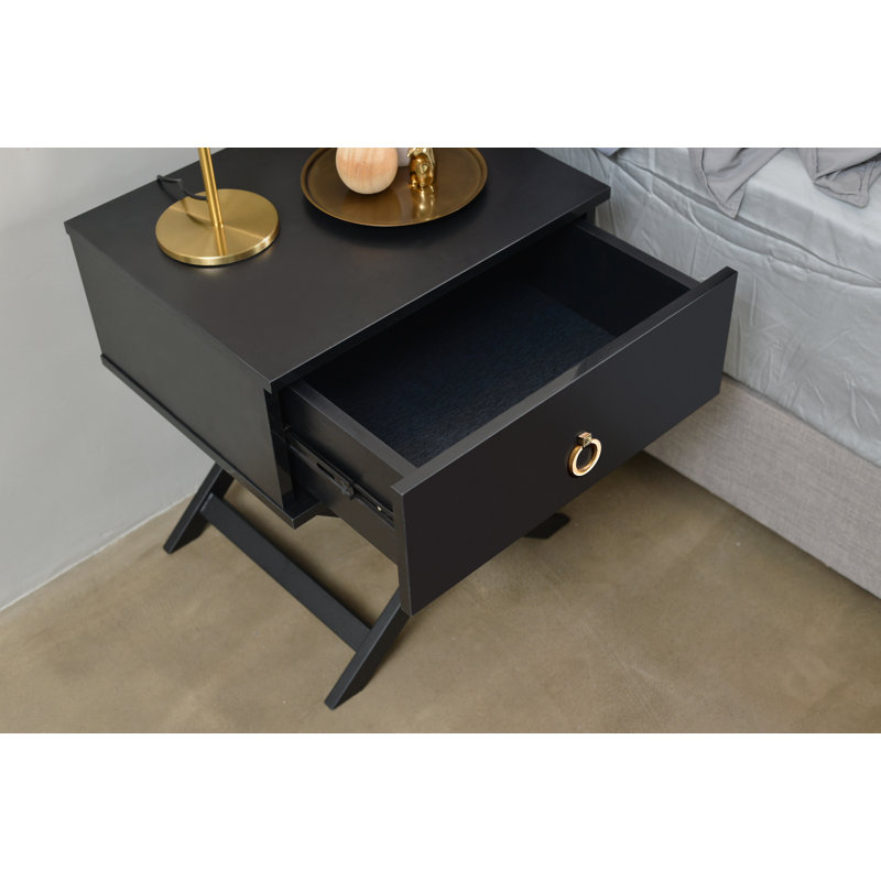 muir 50.2 cm W Bedside Table, Black