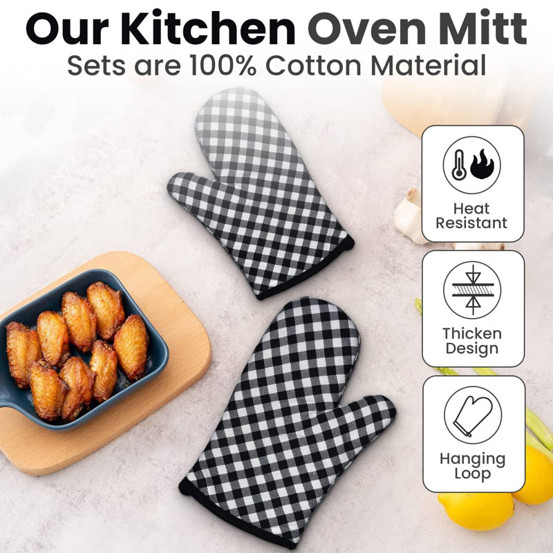 Ensemble de gants de cuisine en mélange de coton canadien, Noir