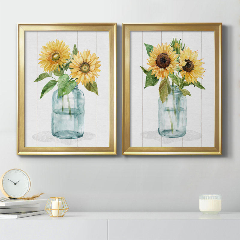 Sunny Day I - ensemble de 2 reproductions de photos sur toiles, H 18,5 po x l 49 po x P 1,5 po, Or