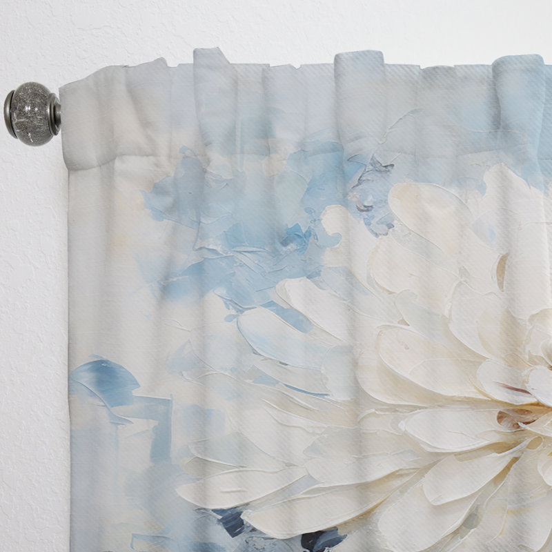 Gizeh White And Blue Dahlia Flower Minimalism II - Dahlia Curtain - Velvet Room Darkening - 1 panel, 52" W x 63" L