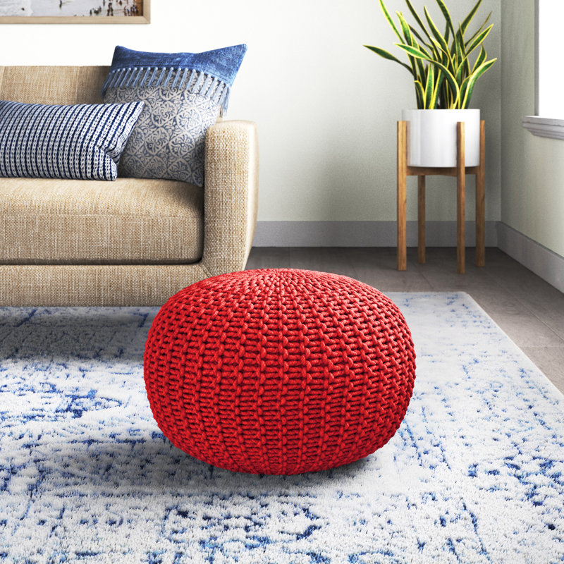 Repose-pieds rond large de 20 po Grimes, Coquelicot