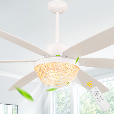 Ventilateur de plafond 65 po en bois avec lumière 65 po et télécommande réversible 6 vitesses pour salon