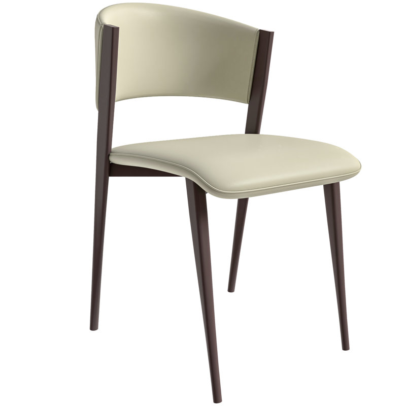 Ojani Leather Dining Chair, Modern Mid Century Upholstered Chair with Iron Legs, Comfortable Waterproof Accent Chair for Kitchen, Living Room, and Restaurant