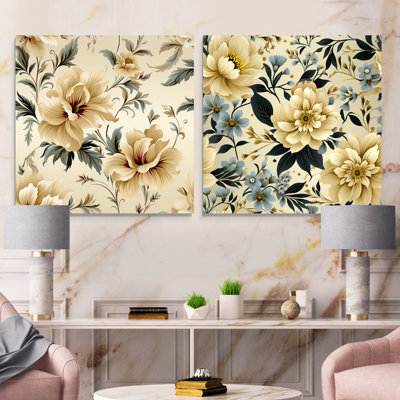Simplicité victorienne minimaliste motif victorien I - ensemble d'art mural en acrylique sur verre floral