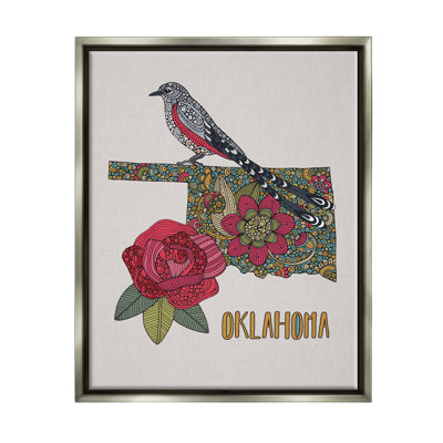 " Oklahoma State Bird And Flower Detailed Floral Pattern " by Valentina Harper
