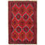 Tapis rouge / orange en laine noué à la main
