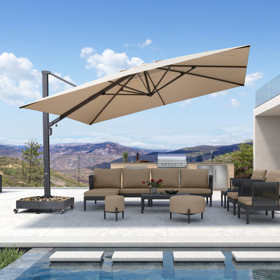 WInon 156'' Square Cantilever Umbrella Stand Included,Beige