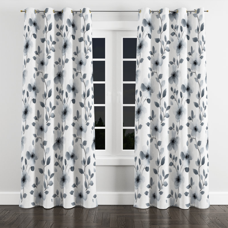 Rideaux modernes pour chambre à coucher - Rideau à œillets abstrait gris anthracite doux - 1 panneau, L 52 po x L 95 po