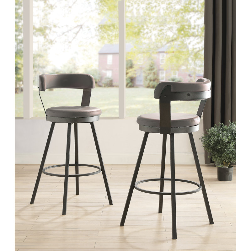 Laub Swivel Upholstered Counter Stool, Gray, Bar Stool (30" Seat Height)