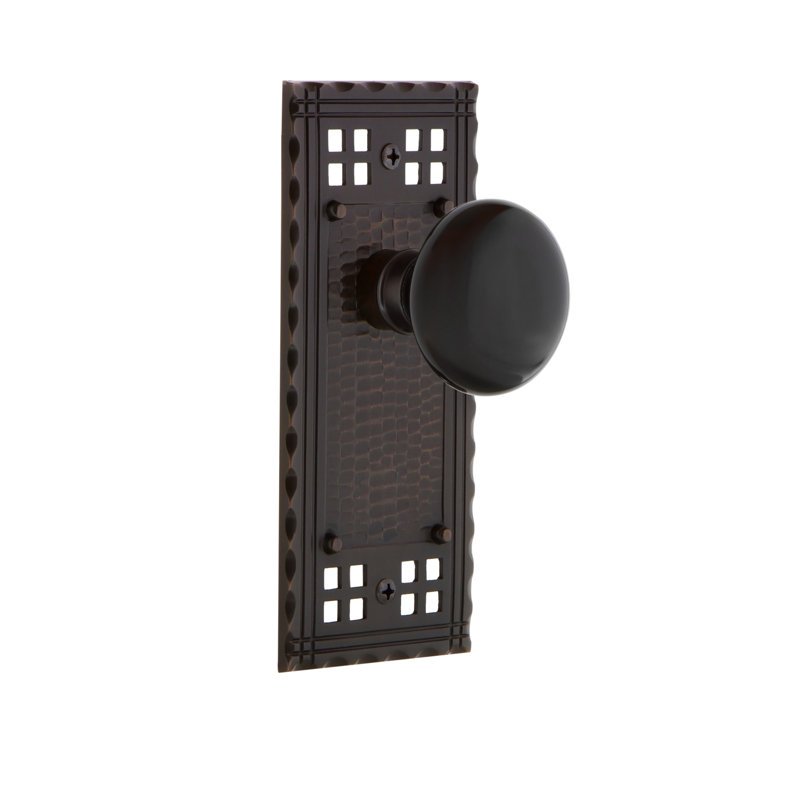Assiette artisanale avec bouton de porte en porcelaine noire, 2-3/8 po, Bronze intemporel