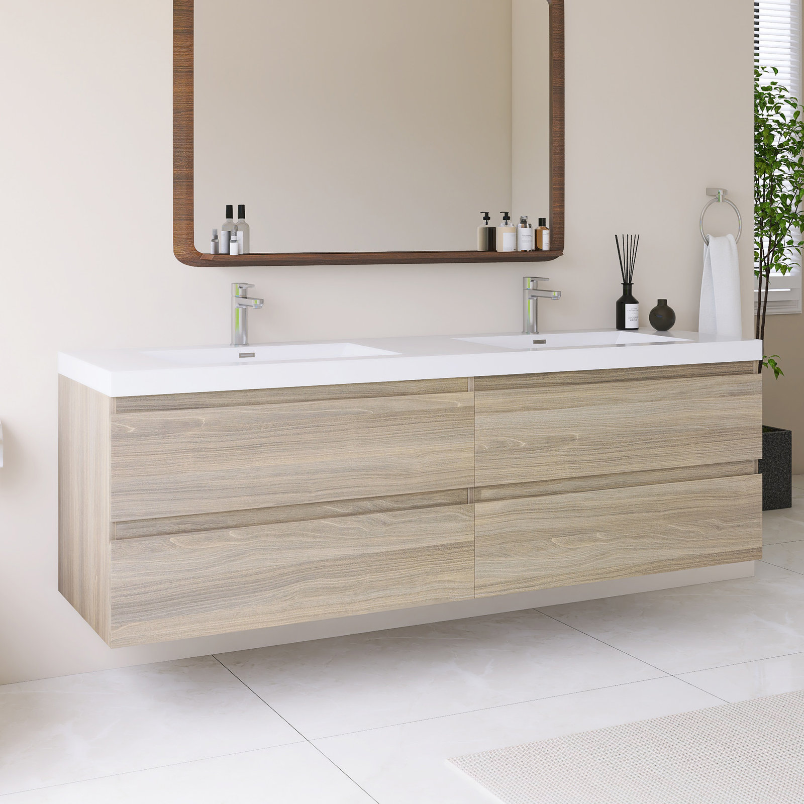 70.87 Double Bathroom Vanity, Gray