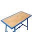 Banc de travail pliable en acier avec plateau en bois massif, capacité de 660 lb, bleu riche, 47,2 x 24,5