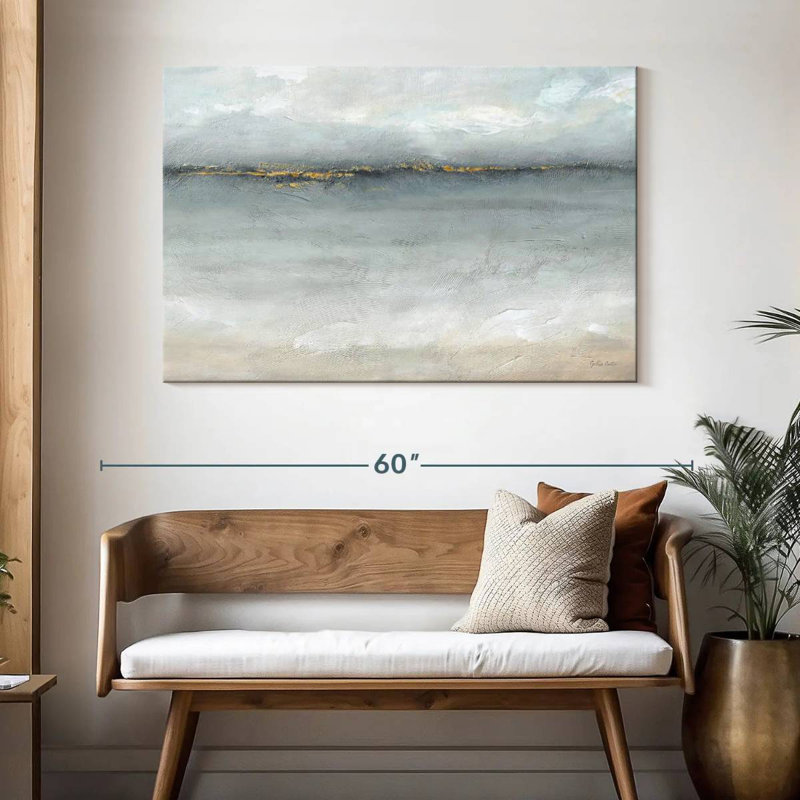 Avery mer sereine or gris paysage, H 32 po x l 48 po