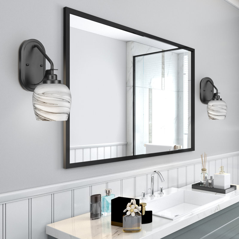 Alirra Wall Sconce Shown With 5.75" Glass, Gray, Matte Black, Bell Shape