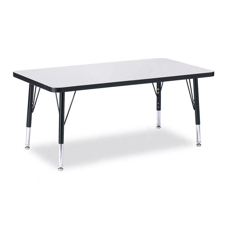 Table rectangulaire Berries, Jambe standard élémentaire 15" - 24", Gris et noir, 30 po x 60 po