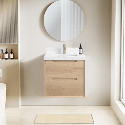 Meuble-lavabo mural avec lavabo et tiroirs