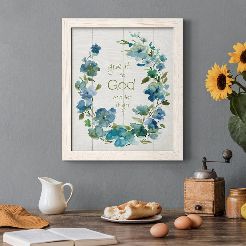 «Offrez-le à Dieu», art textuel sur toile, H 44 po x l 31 po x P 1 po, Blanc