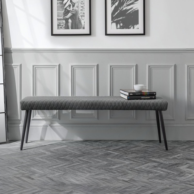 Wynnfield Velvet Upholstered Bench, Grey