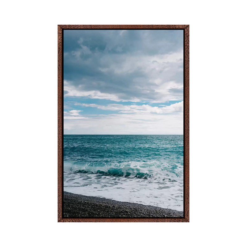 Amalfi Coast Water III by Bethany Young - Print on Canvas, 66.04cm H x 45.72cm W x 3.81cm D, Classic Brown Wood Framed