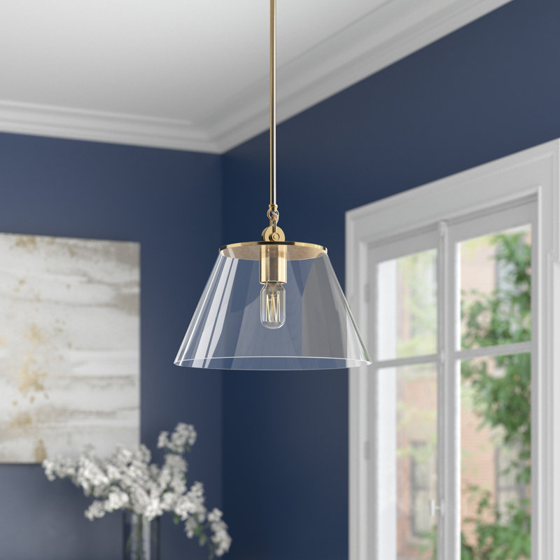 Gertie 13.75" W 1-Light Metal Single Pendant, Clear