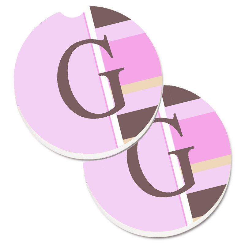 Sous-verre voiture monogramme initial, G, Rose