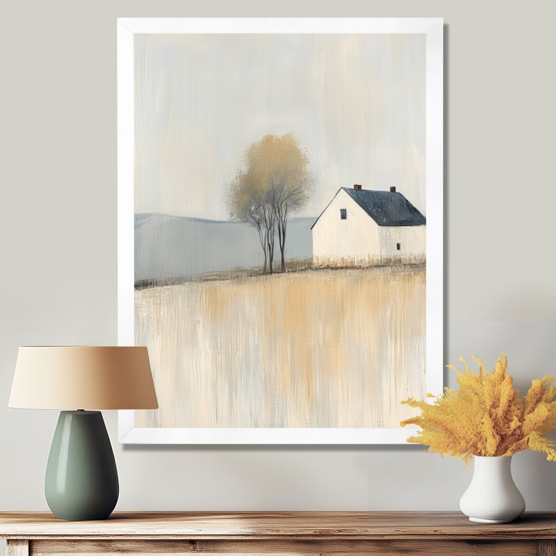 " Lone Farmhouse And Tree ", H 20 po x l 12 po, Cadre photo blanc