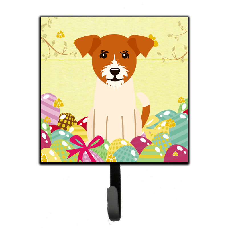 Mcelyea Metal Wall Organizer with Key Hooks, Yellow/Brown/Green, Jack Russell Terrier