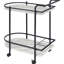 Élégant chariot de service noir avec tablettes en faux marbre blanc et support à vin élégant avec cadre en métal pour le divertissement