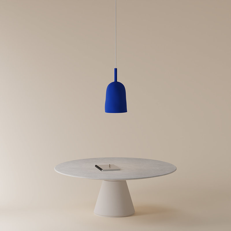 Vessel Pendant Light, 18" H x 14.5" W x 9" D, White, Cobalt
