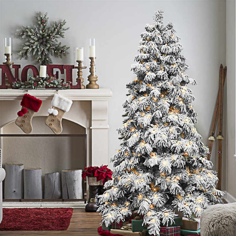 Arbre de Noël floconné en forme d'épouvantail avec embouts en PVC, H 5 pi