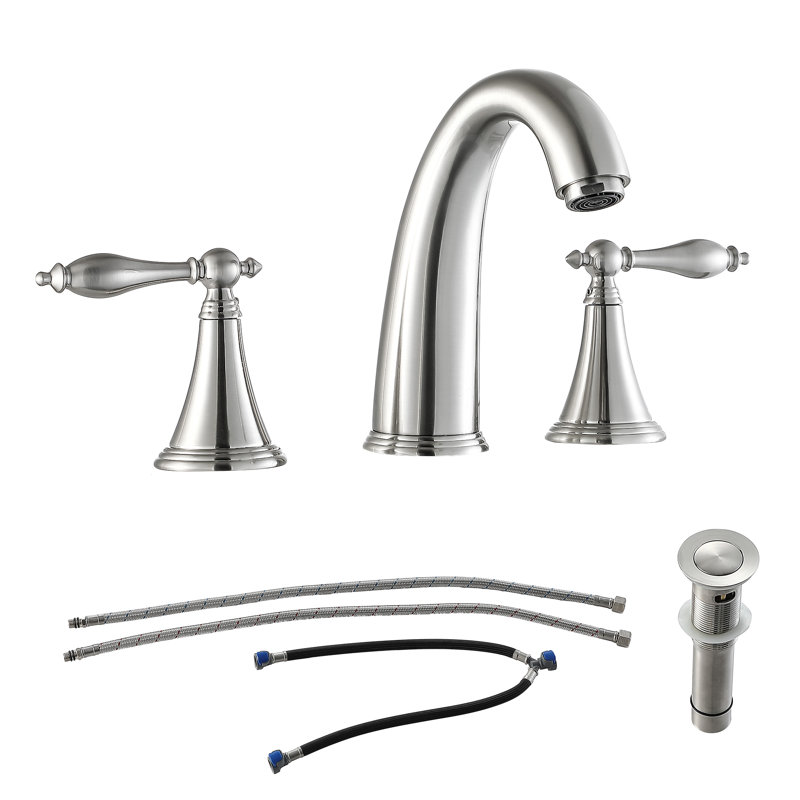 2-handle Bathroom Faucet with Drain Assembly, Brushed Nickel