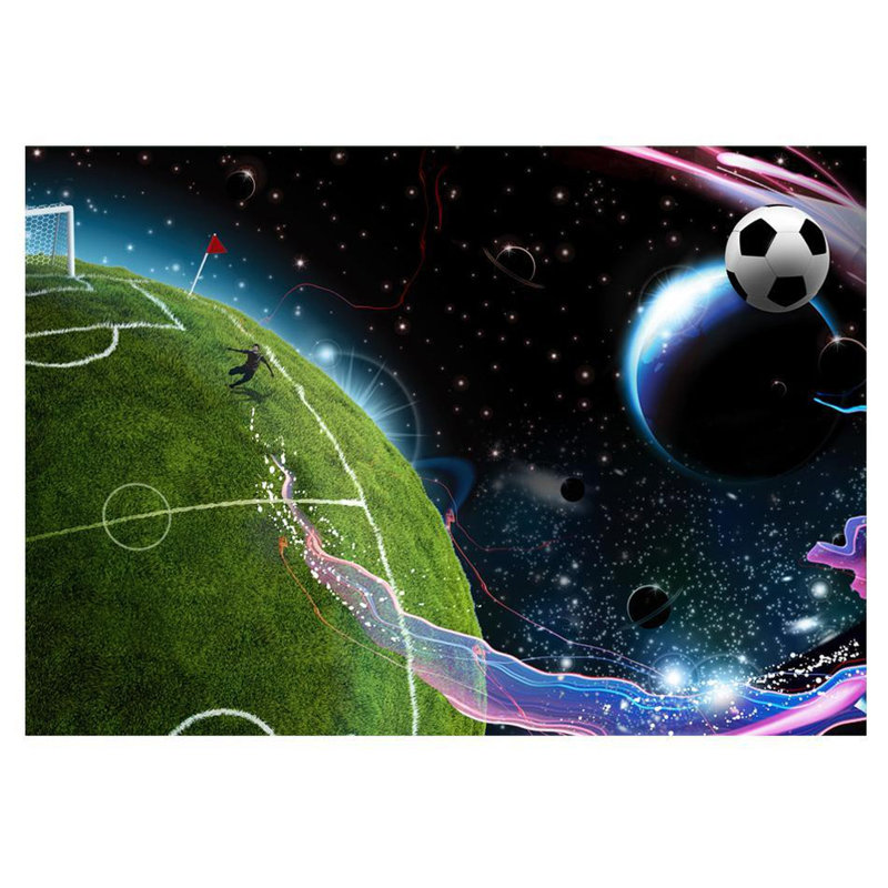 Murale jouant au soccer dans l'espace, L 110 po x l 157 po