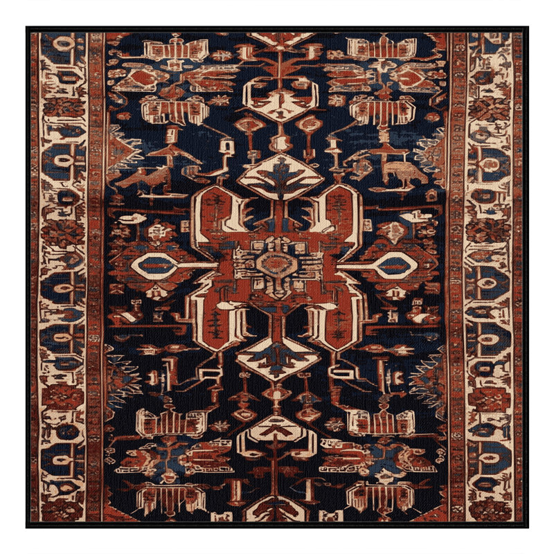Machine Washable Persian Black Area Rug, Square 7'