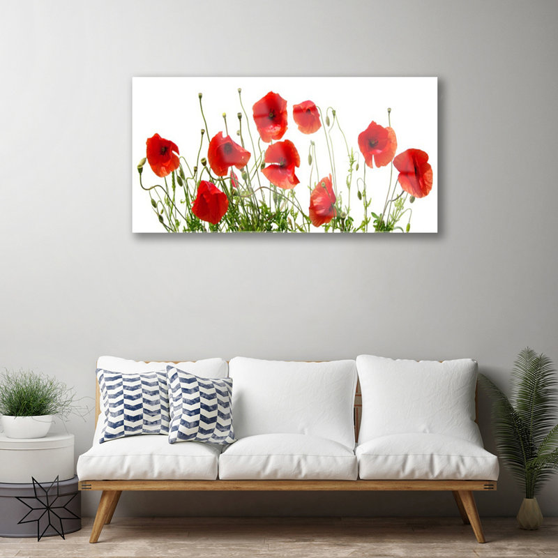 Floral Poppies - No Frame Print on Glass