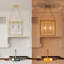 Plafonnier semi-encastré carré moderne Modern Gold, lanterne 4 lumières avec panneaux en verre transparent, hauteur réglable, base E12, homologué ETL