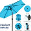 Parasol de marché bleu de 7,5 pi avec auvent, manivelle pour un fonctionnement facile, hexagonal Ft et inclinaison 45, imperméable filé auvent patio et terrasse