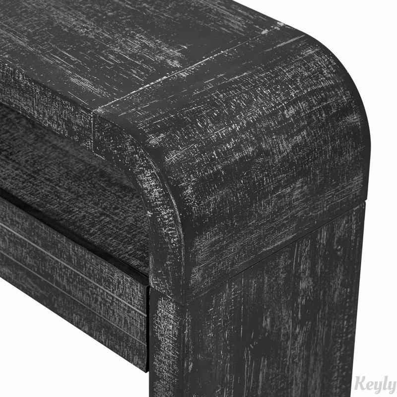 Retro Curved Sofa Table Console Table Entryway Table with 2 Large Drawers, Antique Black