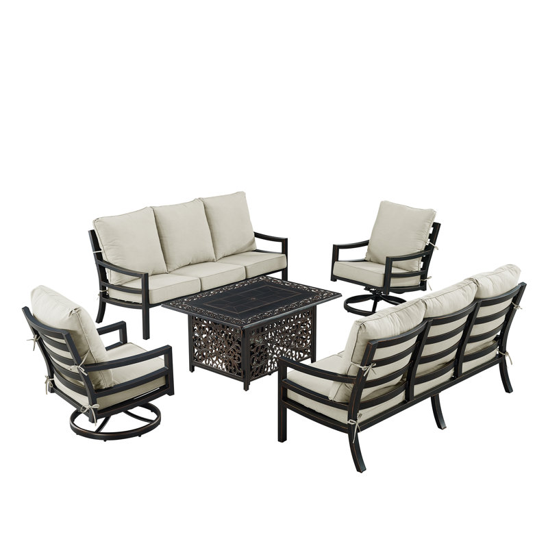 Demien 8 - Person Patio Conversation Set with Cushions, Light Gray