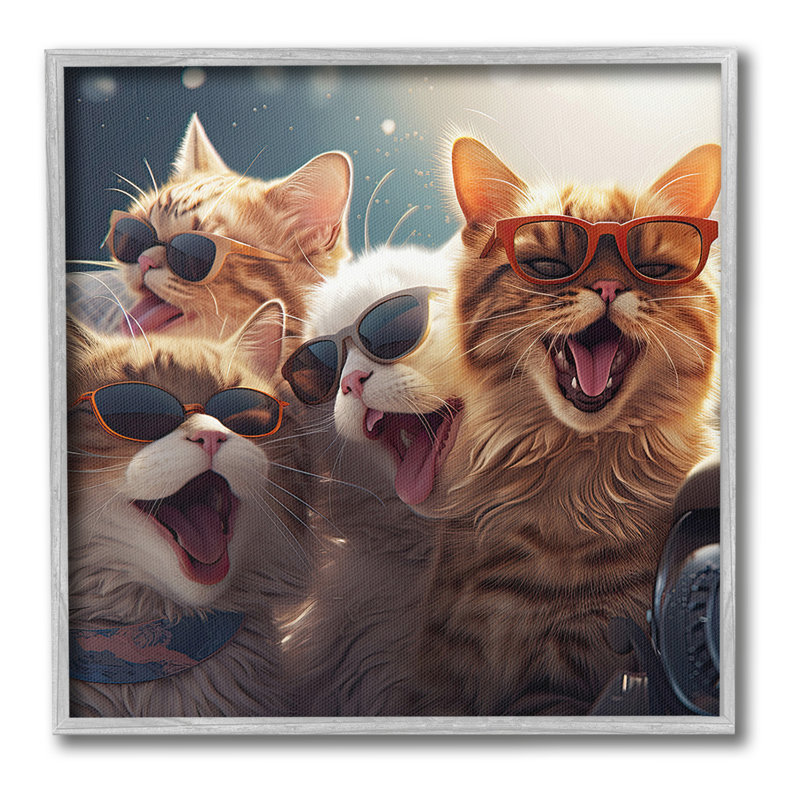 Happy Cats Singing, estampe numérique encadrée par Jim Baldwin, Giclée encadrée noir minuit, H 12 po x l 12 po